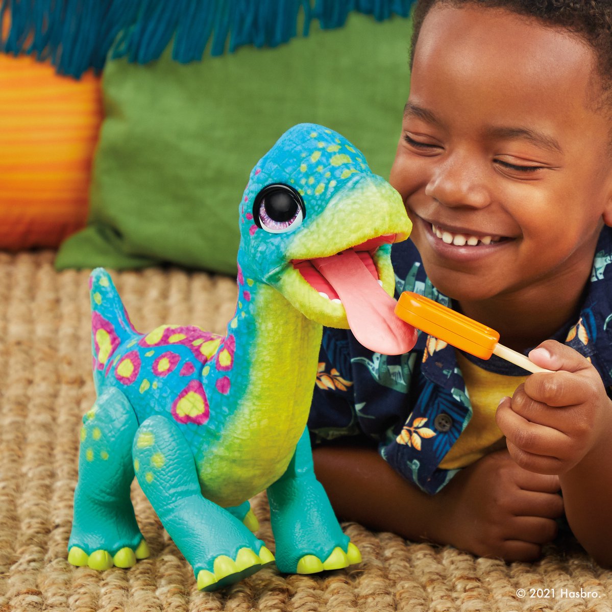 Furreal Snackin’ Sam The Bronto Interactive Animatronic PlUSh Toy, 40+ Sounds And Reactions, Ages 4 And Up