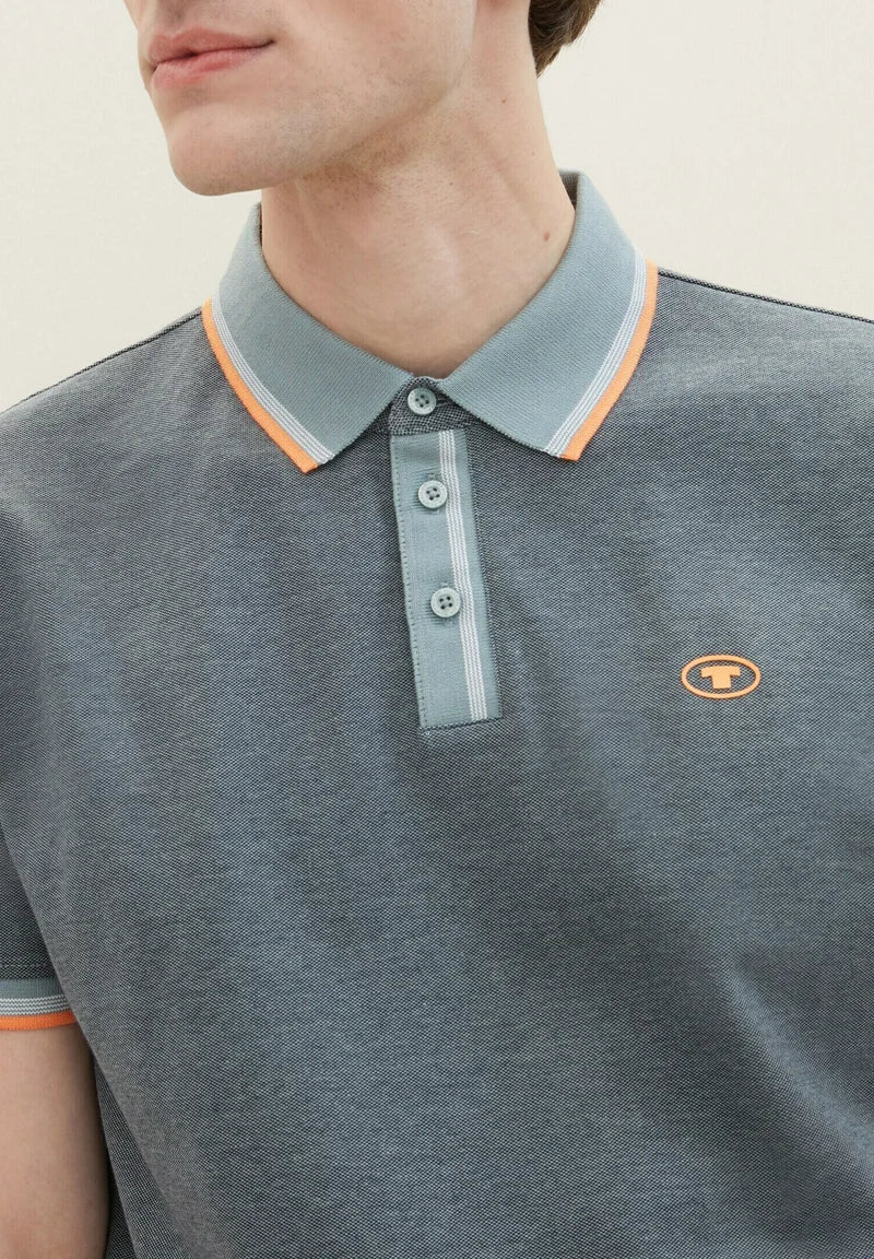 TOM TAILOR Polo Shirt - Navy Grey Mint Twotone