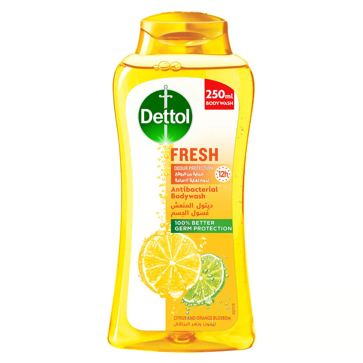 Dettol Anti-Bacterial Body Wash bottle (250ml) in Citrus & Orange Blossom scent.