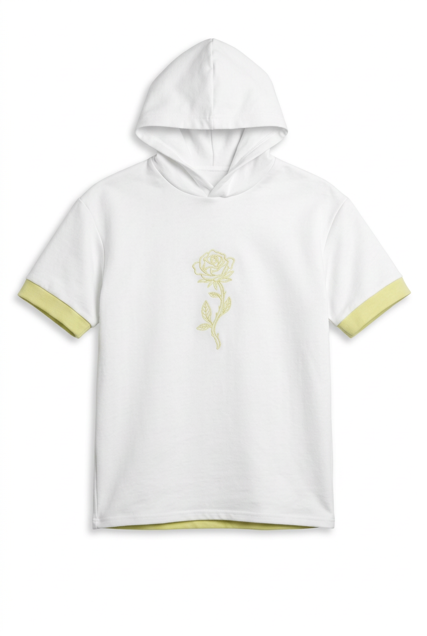 BE FIT Women's Oversized Short Sleeve Hoodie Set - Off-White (Style S101)
