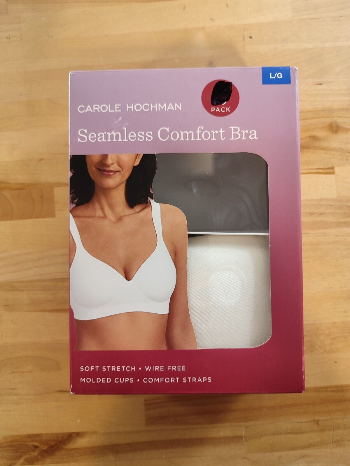 SIZE L - Carole Hochman Seamless Comfort Bra Wire Free Molded Cups Comfort Straps (2 Pack) (as1, Alpha, l, Regular, Regular, Bark/Cloud Dancer)