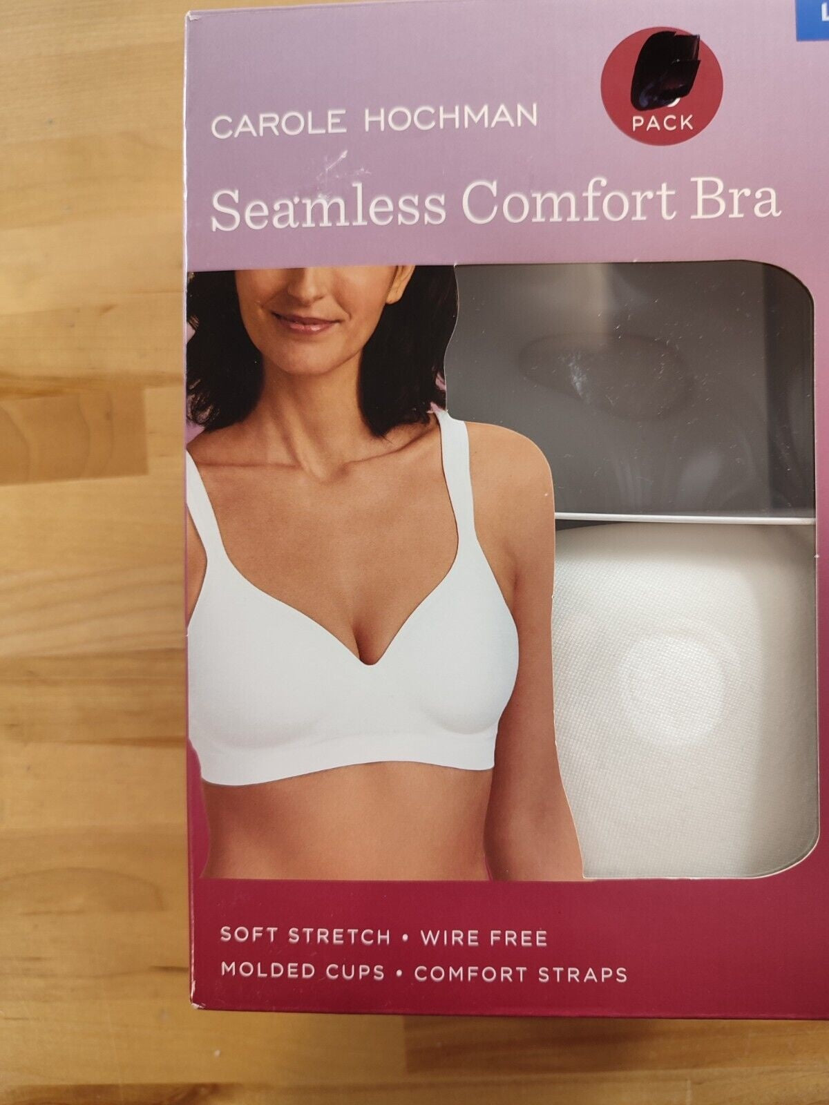 SIZE L - Carole Hochman Seamless Comfort Bra Wire Free Molded Cups Comfort Straps (2 Pack) (as1, Alpha, l, Regular, Regular, Bark/Cloud Dancer)
