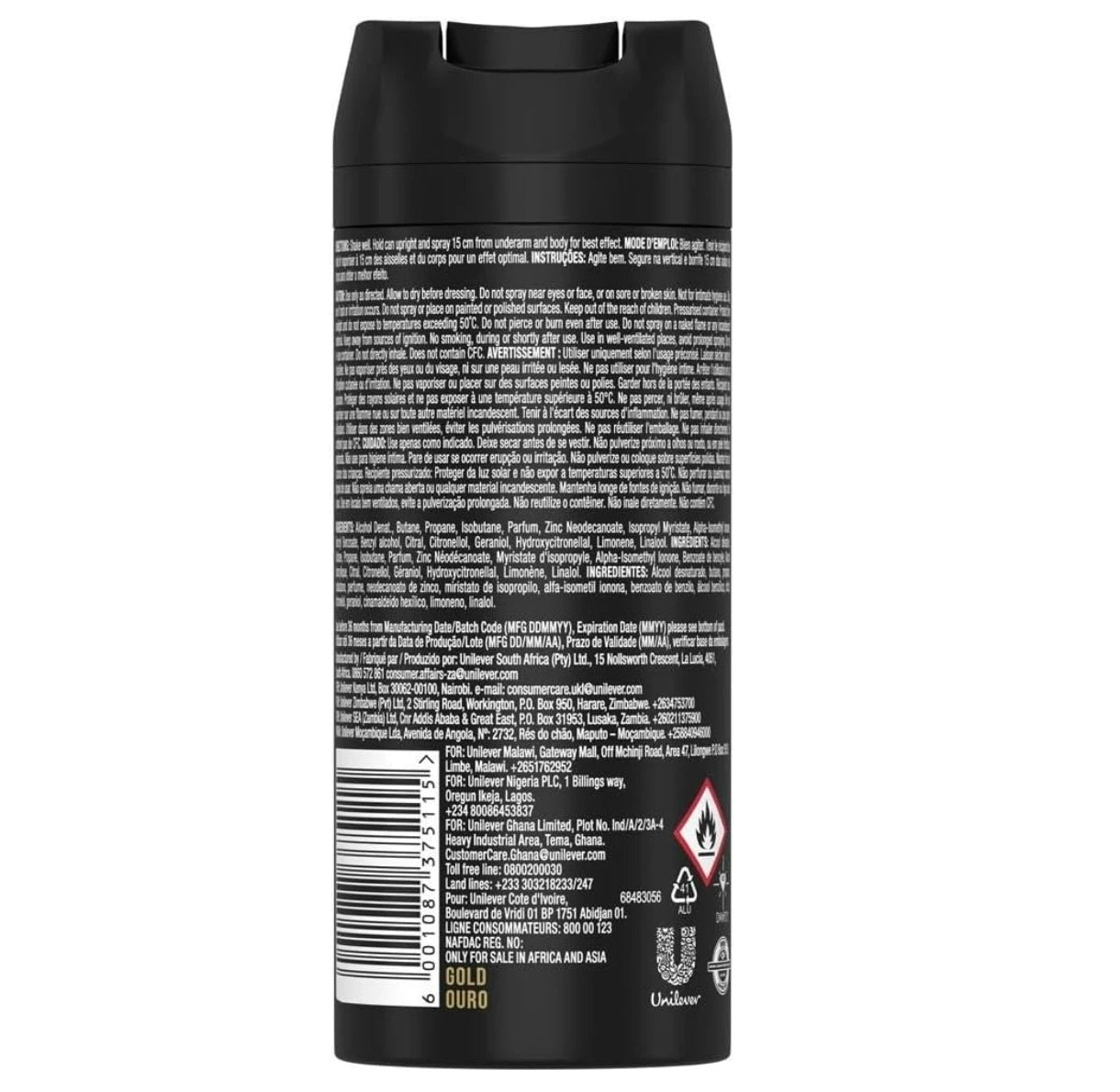 Axe Gold Oud Wood & Dark Vanilla Deodorant Body Spray 150 ml