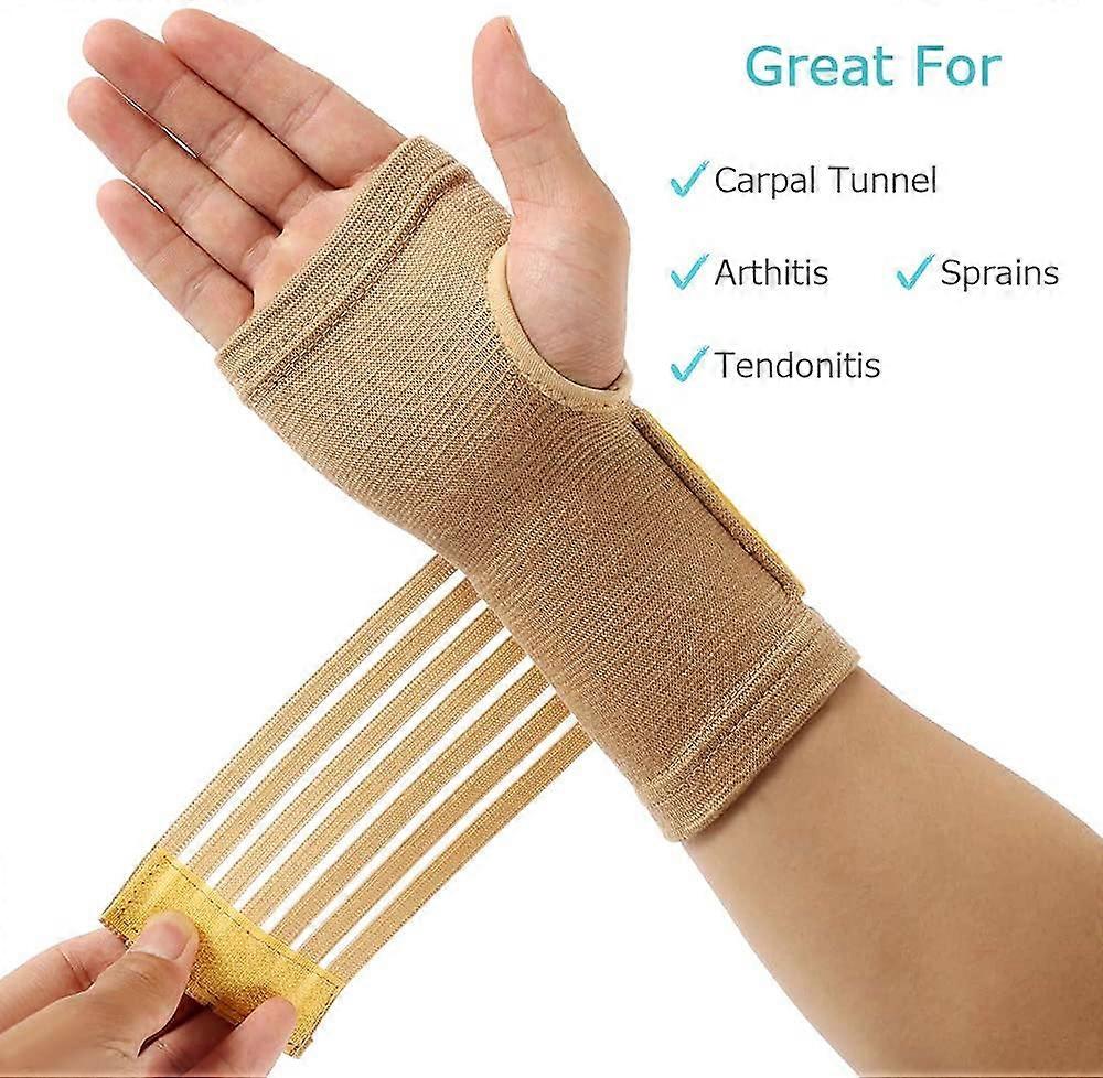 Carpal Tunnel Wrist Brace Pair with Adjustable Compression Strap – Hand Palm Wrist Support for Pain Relief