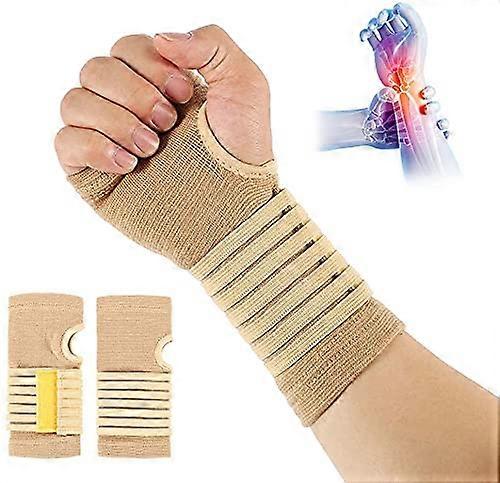 Carpal Tunnel Wrist Brace Pair with Adjustable Compression Strap – Hand Palm Wrist Support for Pain Relief