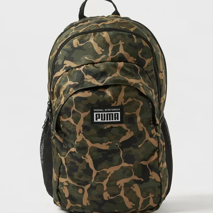 PUMA Camouflage Logo Print Backpack with Adjustable Straps