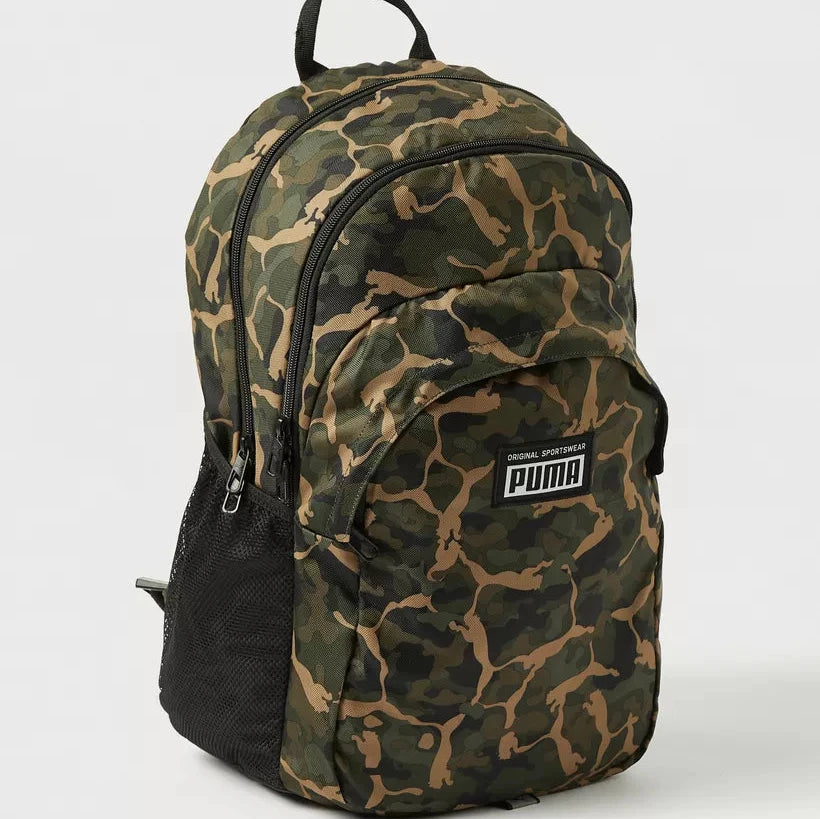 PUMA Camouflage Logo Print Backpack with Adjustable Straps