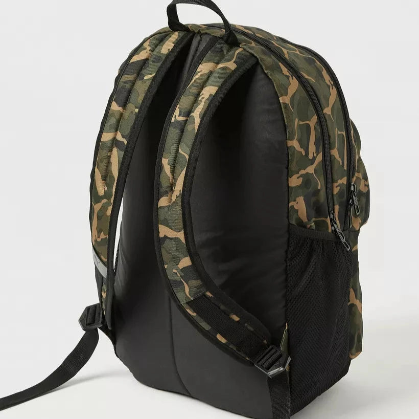 PUMA Camouflage Logo Print Backpack with Adjustable Straps