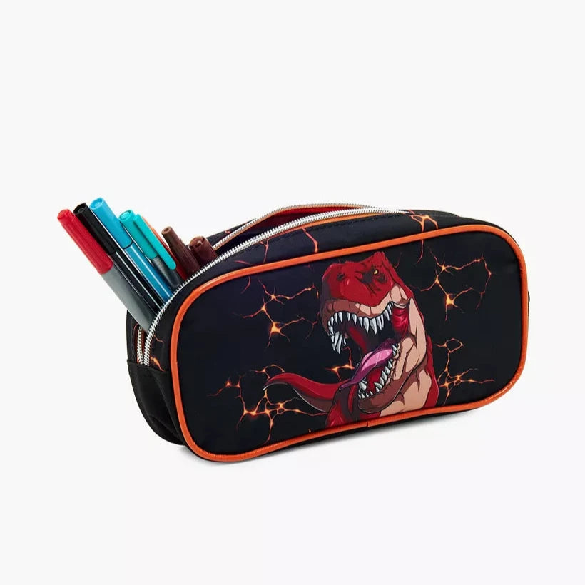 Fierce T-Rex Design Pencil Case - Flamingo