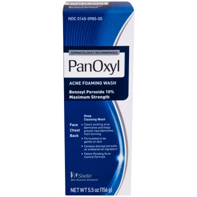 Panoxyl Acne Foaming Wash, Benzoyl Peroxide, 10% Maximum Strength, 5.5 Oz (156g)