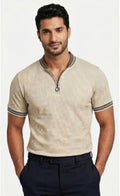 DENIM & FLOWER BEIGE MEN QUARTER ZIP