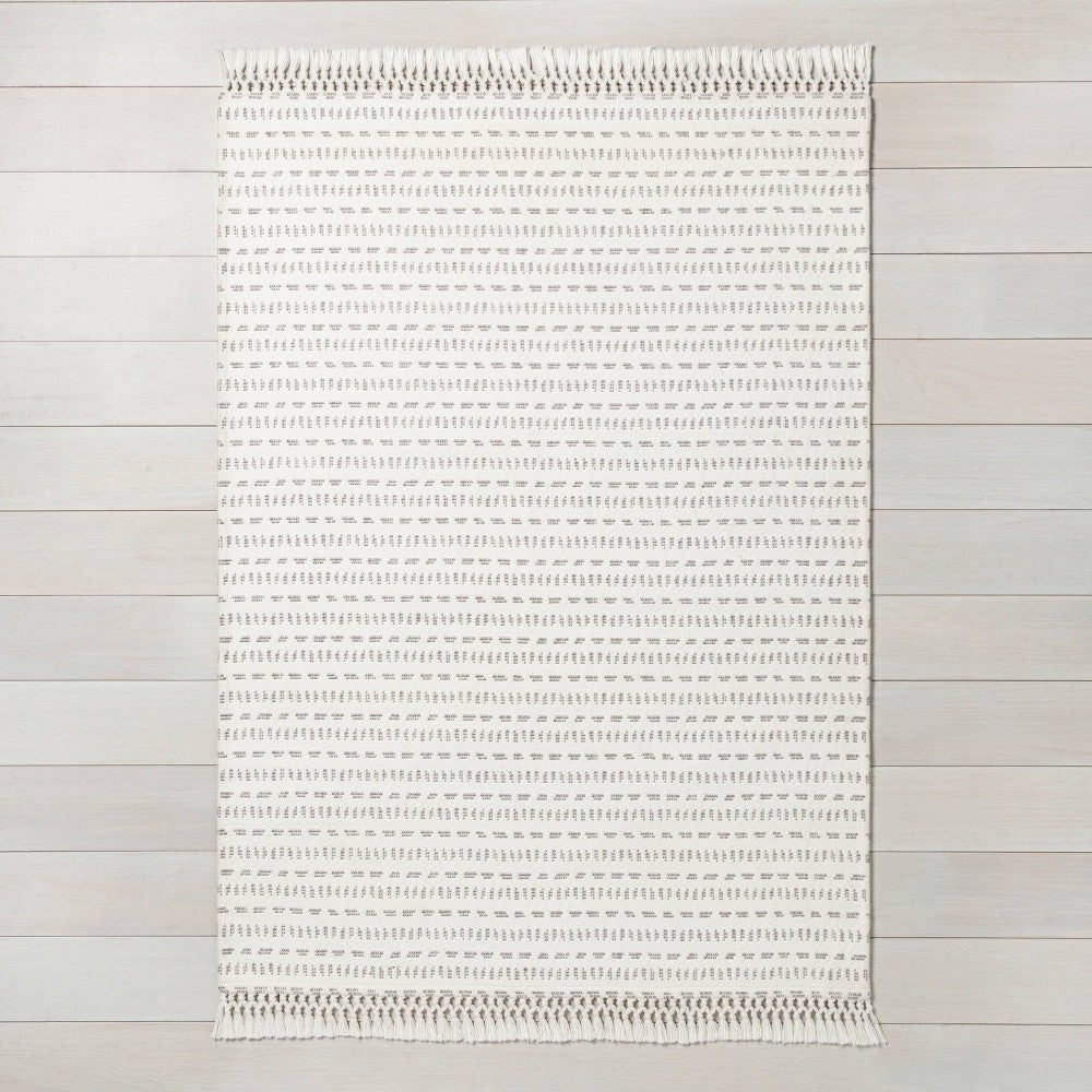 SEALED -150CM X 210CM Pattern Stripe Area Rug Gray/Cream - Hearth & Hand with Magnolia