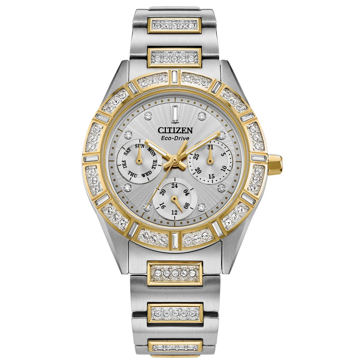 Citizen Eco Drive Crystal Two Tone Stainless Steel Ladies Watch P