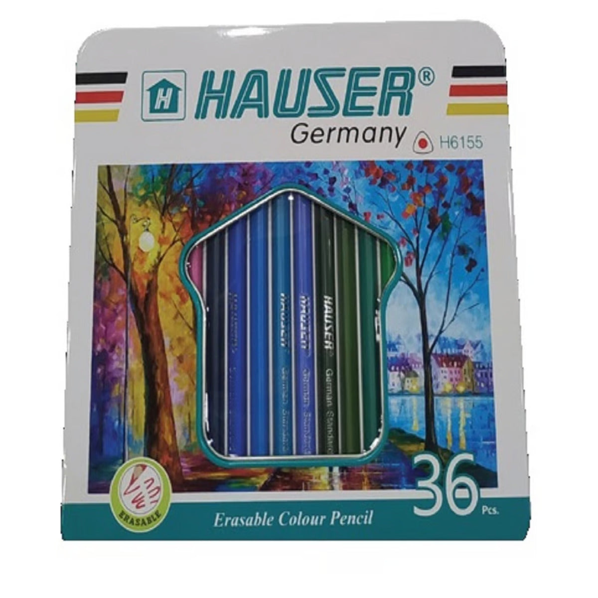 Hauser Erasable Color Pencil Tin 36's 6155