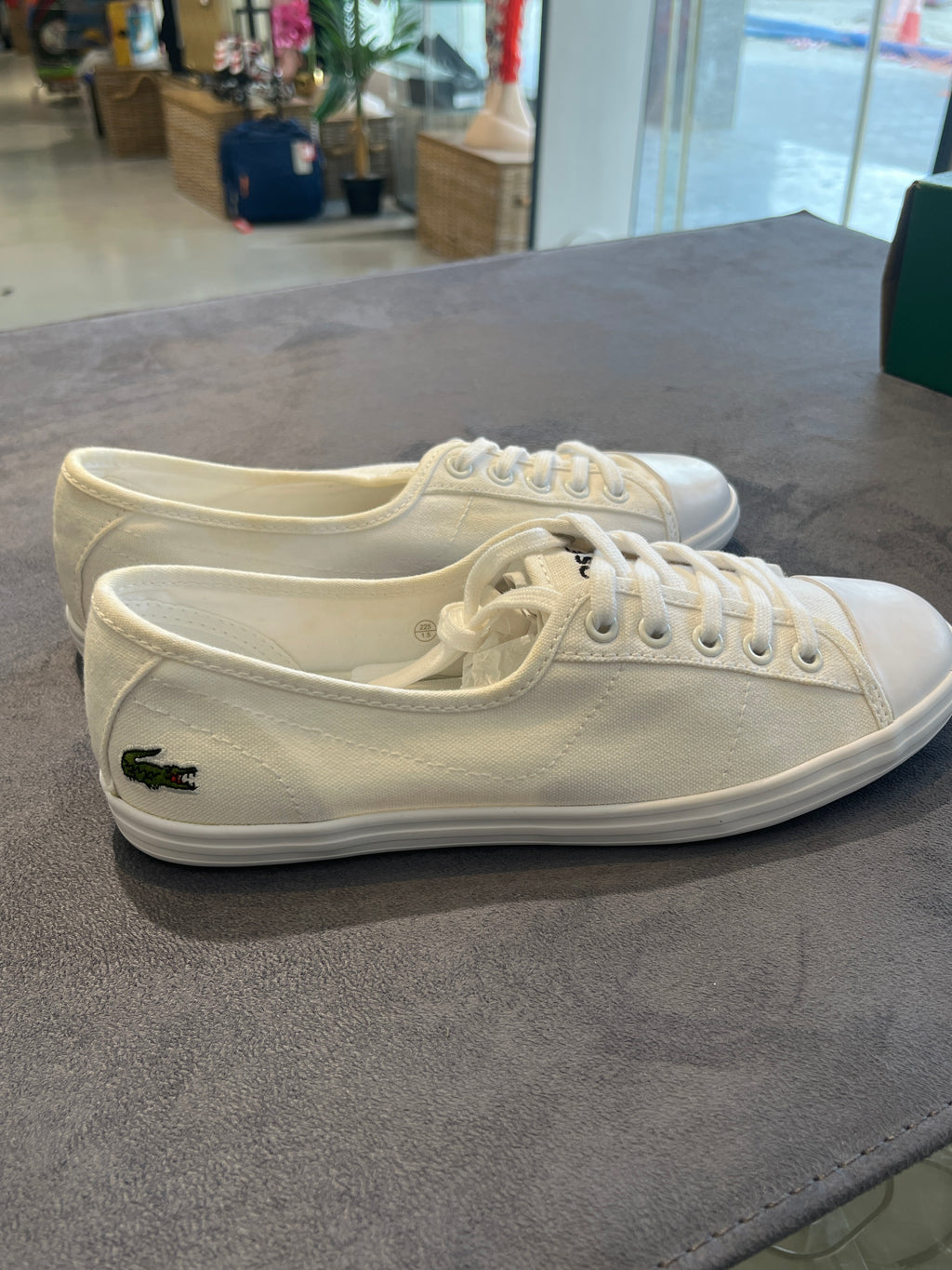 Lacoste Women's White Canvas Low-Top Lace-Up Sneakers