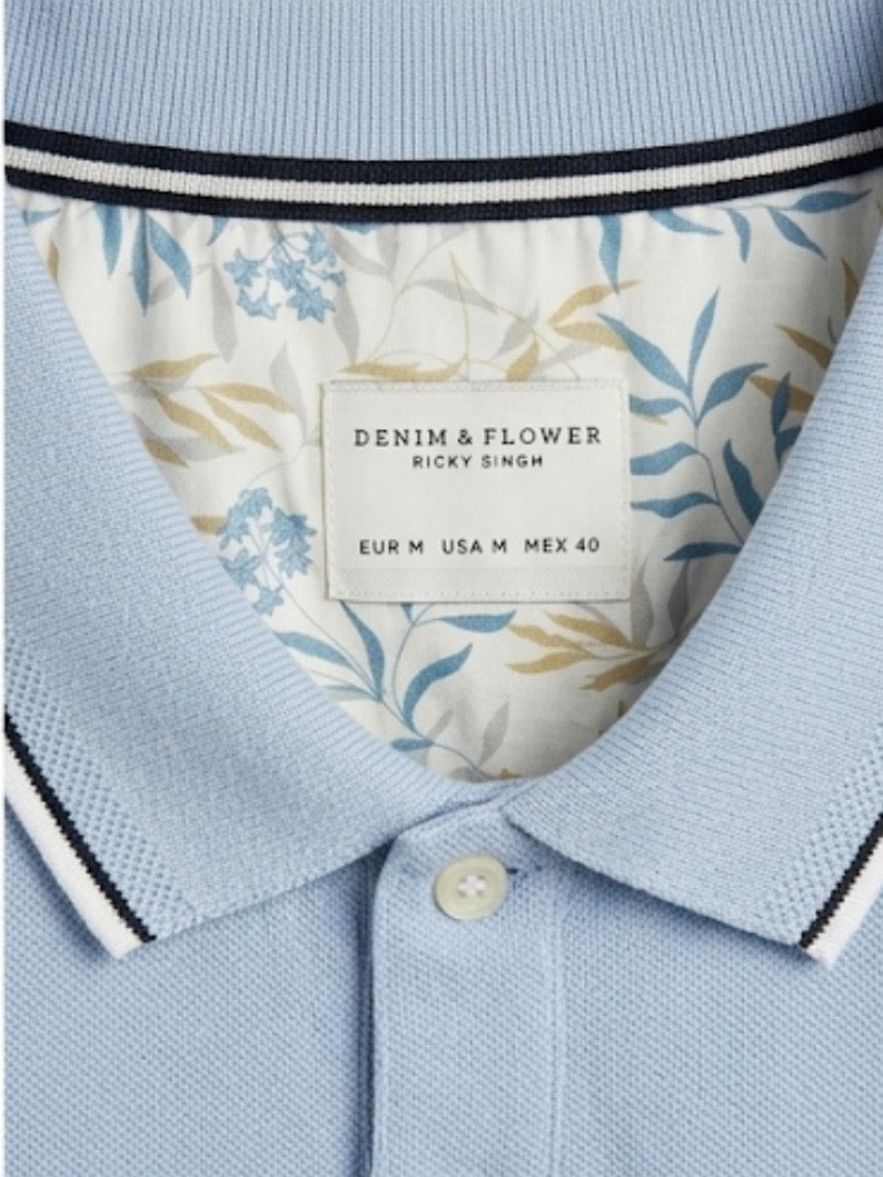قميص بولو أزرق للرجال من Denim & Flower
