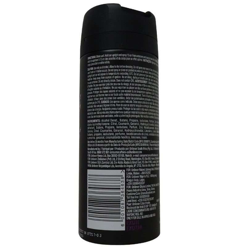 Axe deodorant bodyspray 150 ml. Excite.