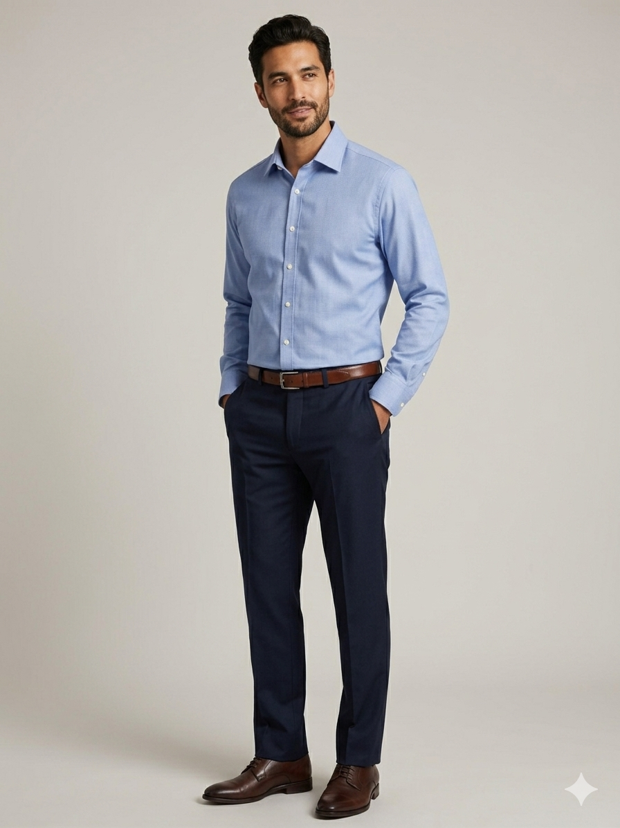 MIX EUROPEAN BRANDS BLUE FORMAL TEXTURED SHIRT FOR MEN