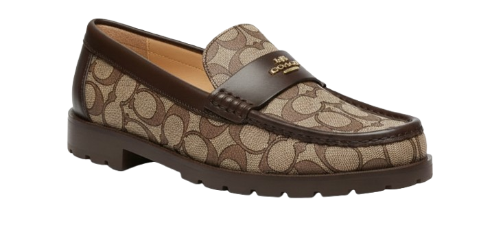 Coach Jocelyn Leather Loafer Dark Brown Patterned Design