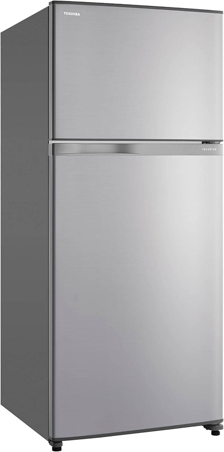 Toshiba GRA820U-X(S) 2-door refrigerator in stylish silver finish. Features spacious shelves, crisper drawers, and efficient cooling technology.