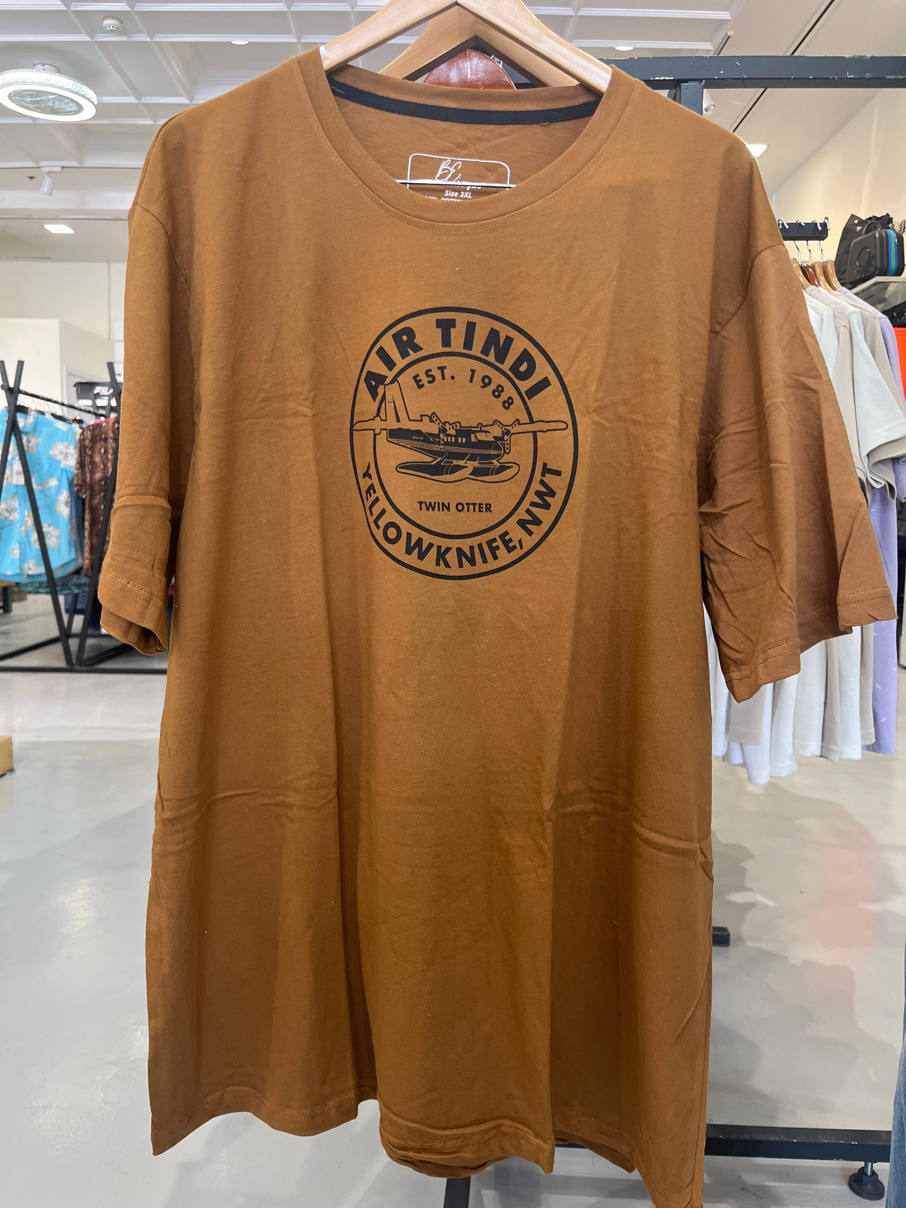 BS Style Men's Brown "AIR TINDI" Graphic Printed T-Shirt