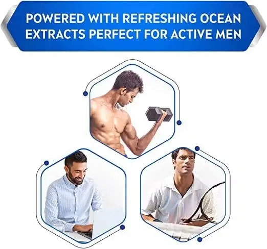 Nivea Fresh Active Roll-On Deodorant for Men, 50ml bottle with blue and white design. Features ocean extracts and long-lasting 48H protection.
