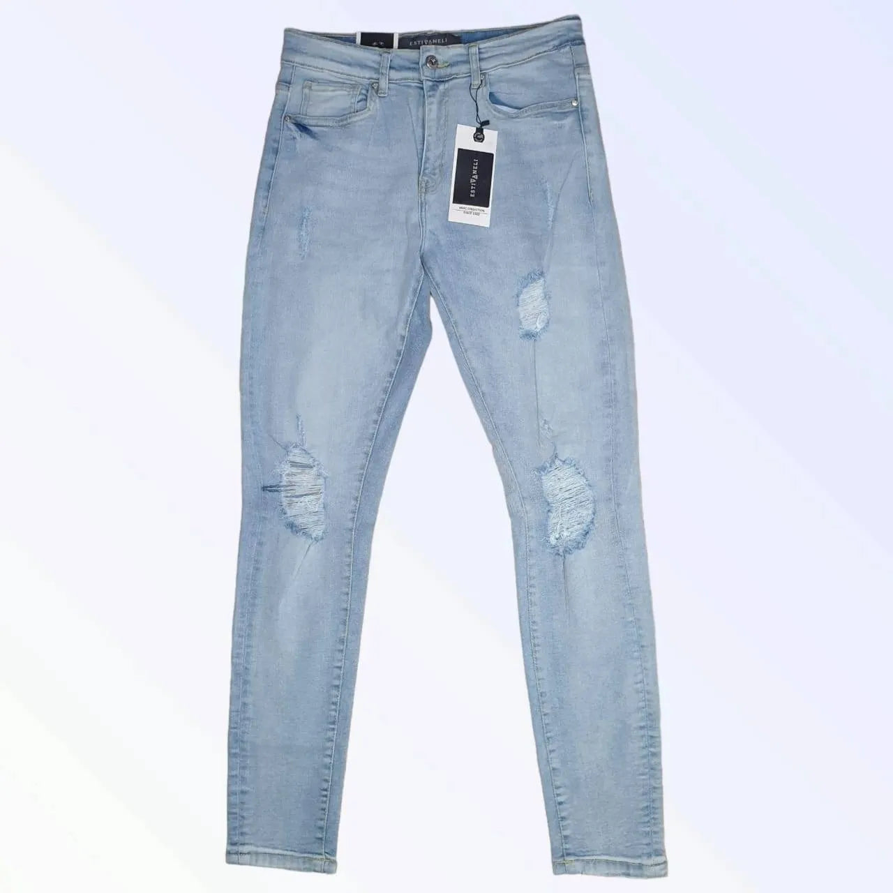 Estivaneli Ripped Jeans: Elevate your look with stylishly distressed denim (mention size if relevant).Express your individuality with unique rips and distressed details.Estivaneli, distressed denim, stylish, edgy, comfortable, statement piece.