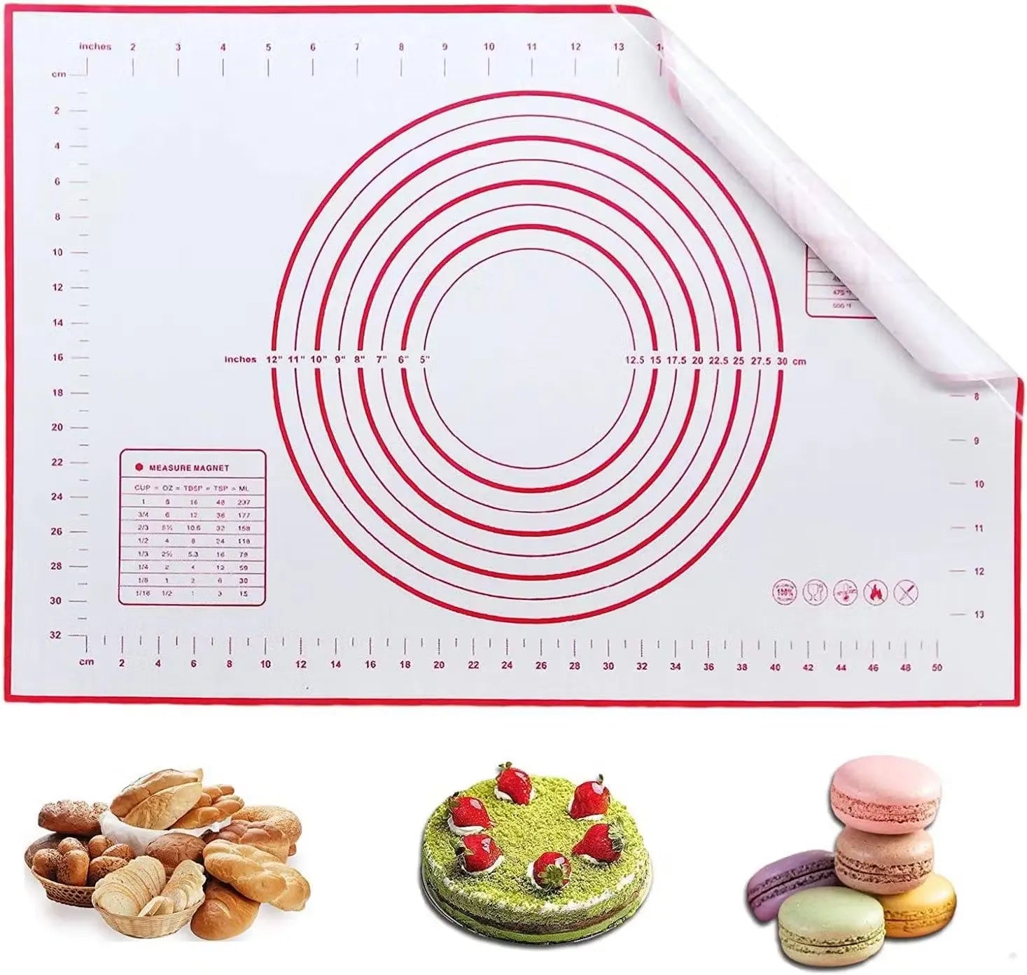 Silicone Baking Mat 60x40cm Non-stick Roll out Baking Mat