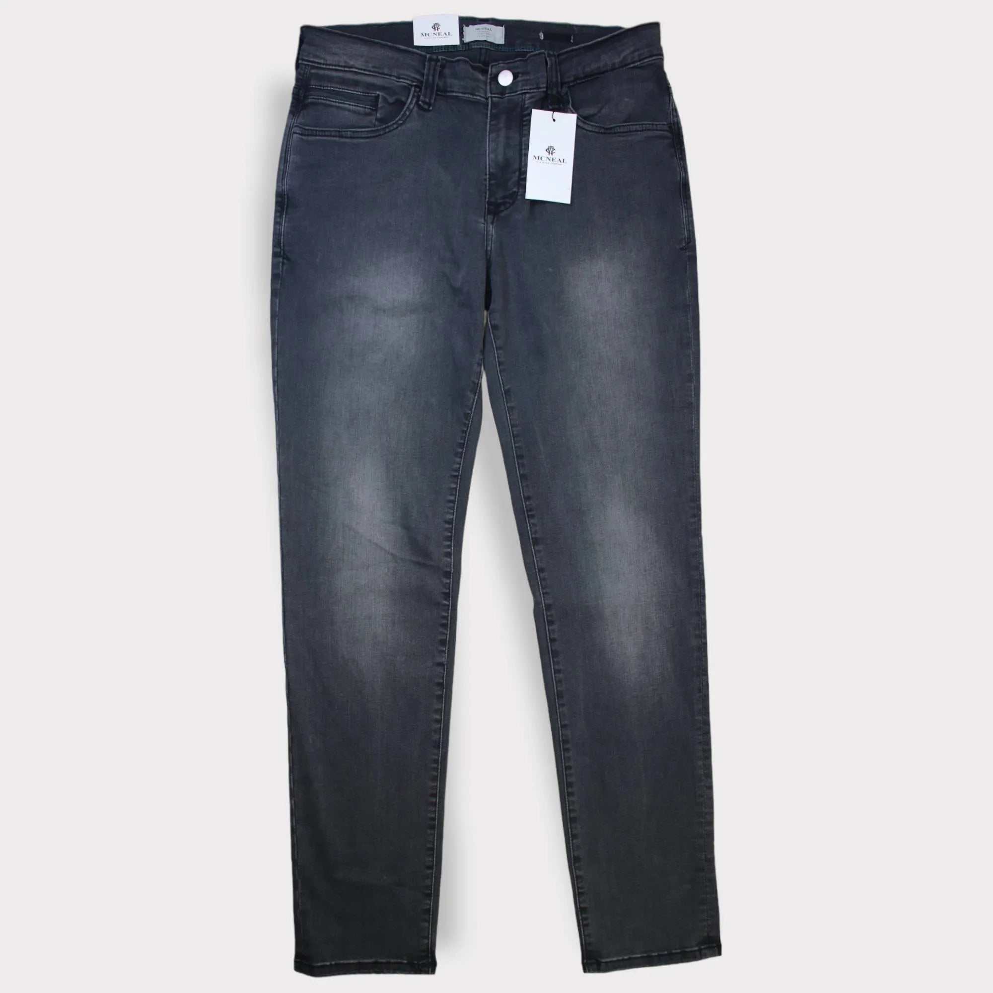 McNeal Grey Jeans: Modern tapered fit & dark wash for a sharp look (mention size if relevant).Designed to accentuate your figure & provide a modern, tapered look.McNeal, tapered fit, dark grey, contemporary, stylish, comfortable, versatile.