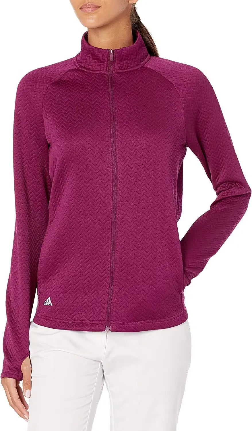 Adidas Women Full Zip Jacket with Textured Design - Elevate Your Outerwear Game