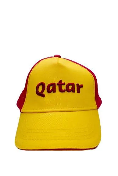 FIFA 2022 Qatar Unisex Cap - Official Emblem, Burgundy & Yellow - Kids