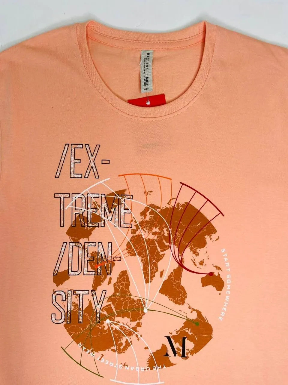 Maxzone graphic tee: Light orange, comfortable, men's fashion.Featuring a unique graphic print, this Maxzone t-shirt is perfect for expressing your personality.