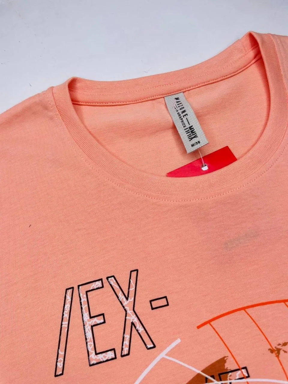 Maxzone graphic tee: Light orange, comfortable, men's fashion.Featuring a unique graphic print, this Maxzone t-shirt is perfect for expressing your personality.