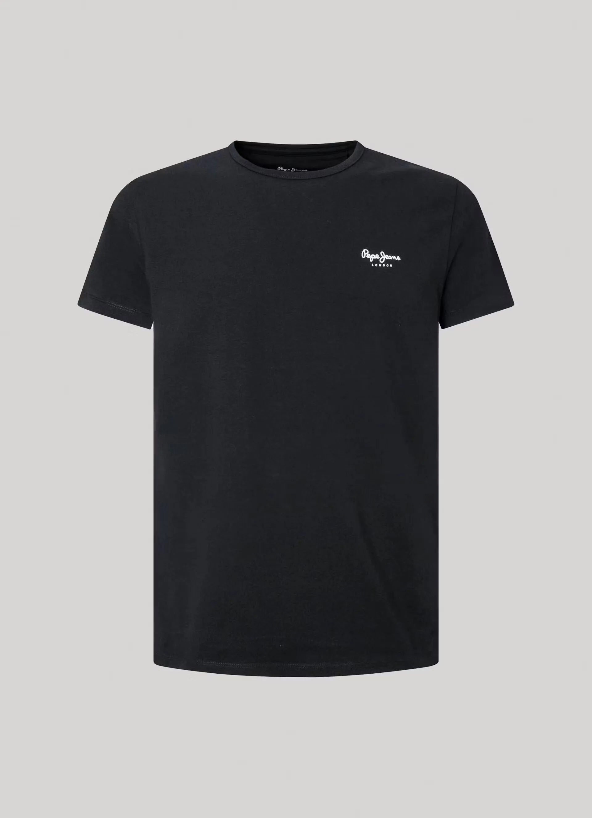 Men's black Pepe Jeans t-shirt crafted from comfortable cotton. Classic design with crew neck and signature logo, perfect for casual wear. Shop Dubailisit!