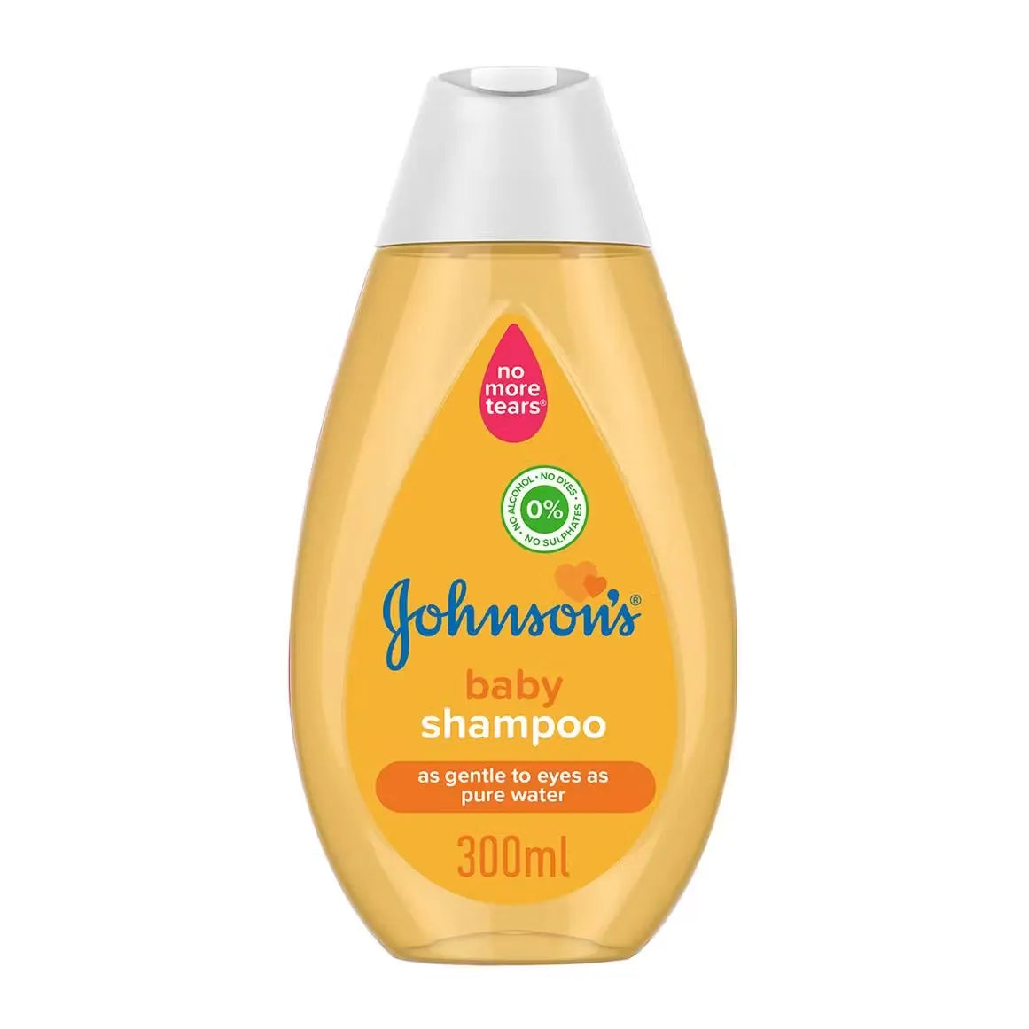 Blue bottle of Johnson's Baby Shampoo Pure & Gentle Daily Care (300ml) with pump dispenser and gentle tear-free formula.