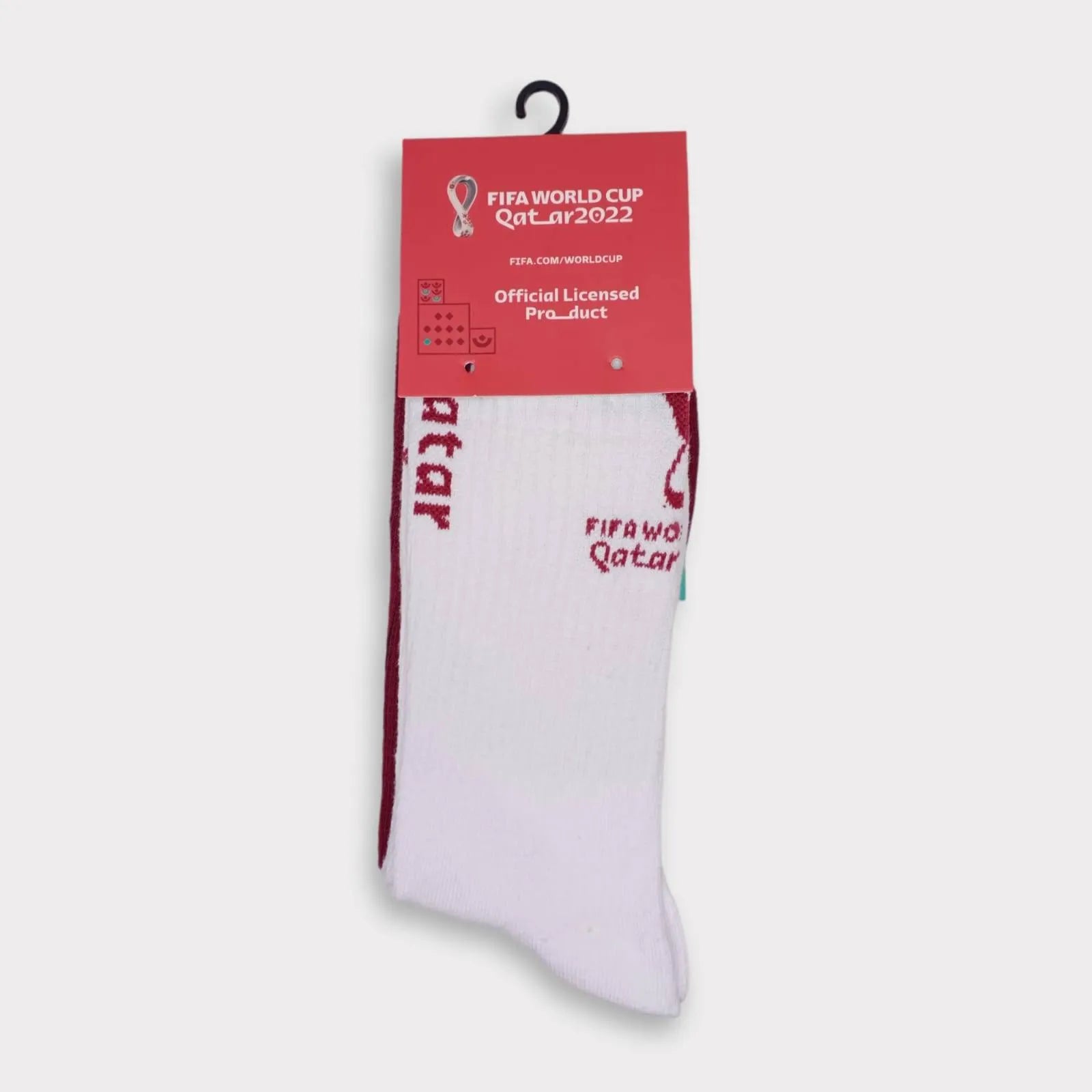 جوارب رجالية لقطر 2022، عبوة من قطعتين، باللونين الأبيض والعنابي
