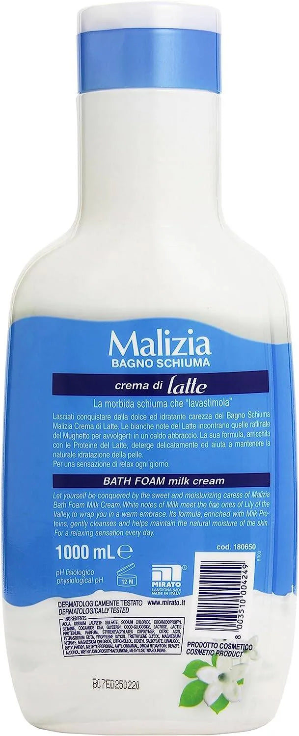 Malizia Shower Gel with Milk Cream 1L for Nourished Skin