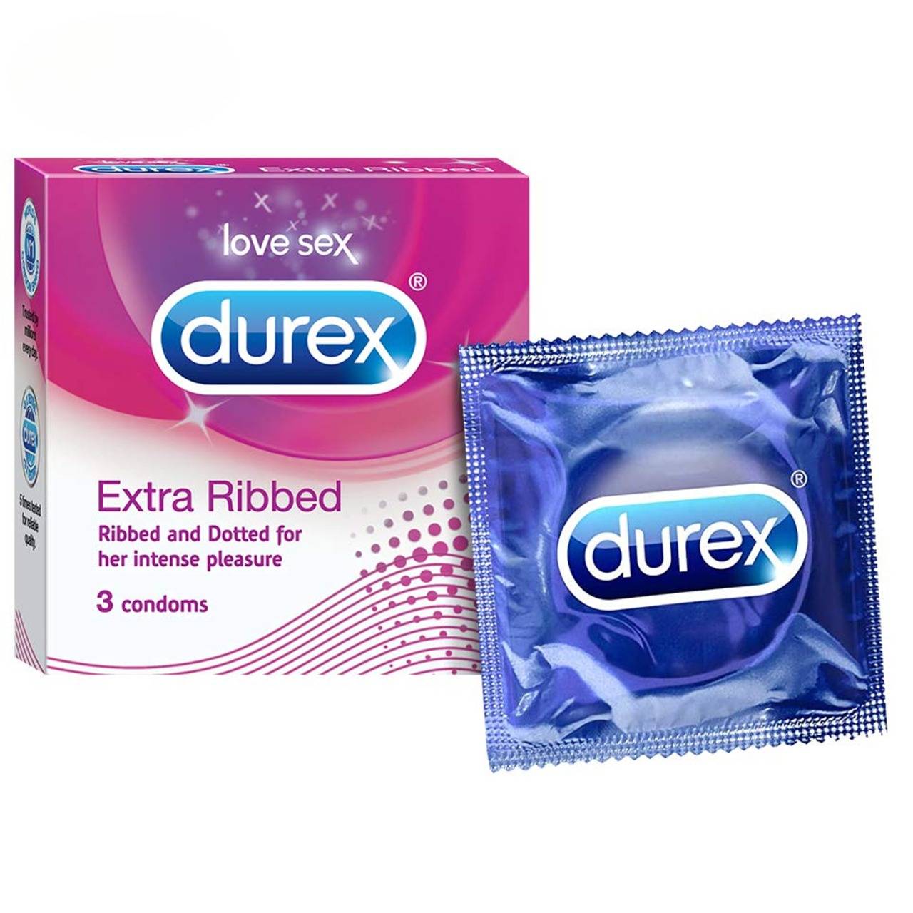 Durex Extra Ribbed and Dotted 3 in 1 Condoms - Enhanced Pleasure and Protection