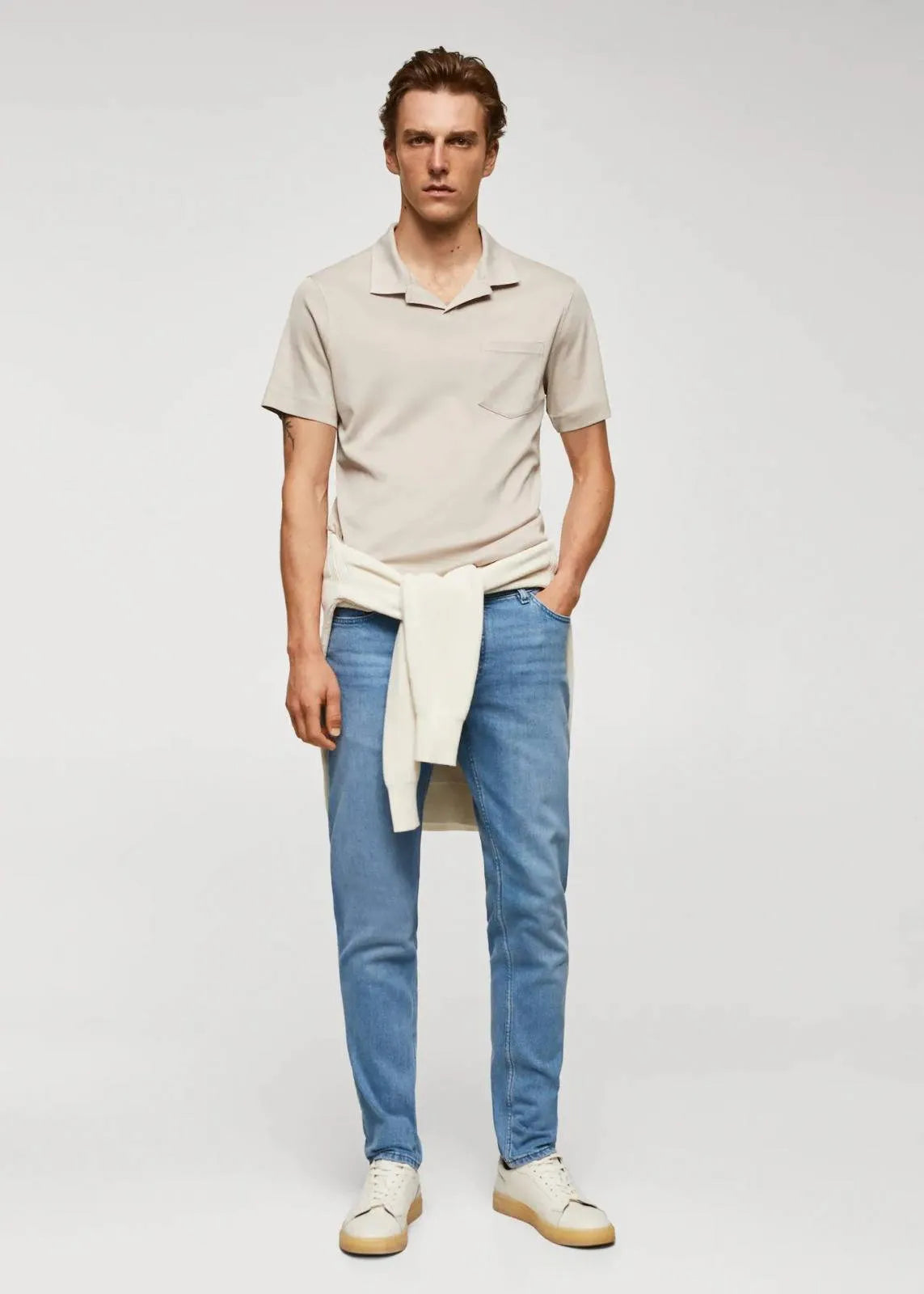 Mango Man Jeans: Light blue & breezy, slim fit for a modern look (mention size if relevant).Designed to accentuate your figure without sacrificing comfort. light wash, slim fit, light blue, summer, comfortable.