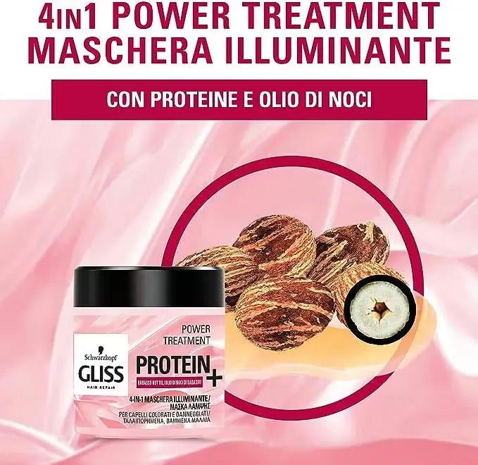 Blue bottle of Schwarzkopf Gliss Hair Repair with Babassu Nut Oil (400ml) featuring a woman with healthy, shiny hair.