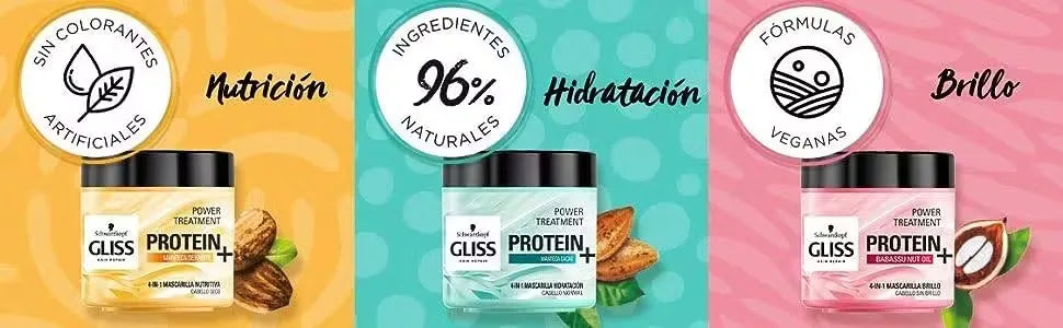 Blue bottle of Schwarzkopf Gliss Hair Repair with Babassu Nut Oil (400ml) featuring a woman with healthy, shiny hair.