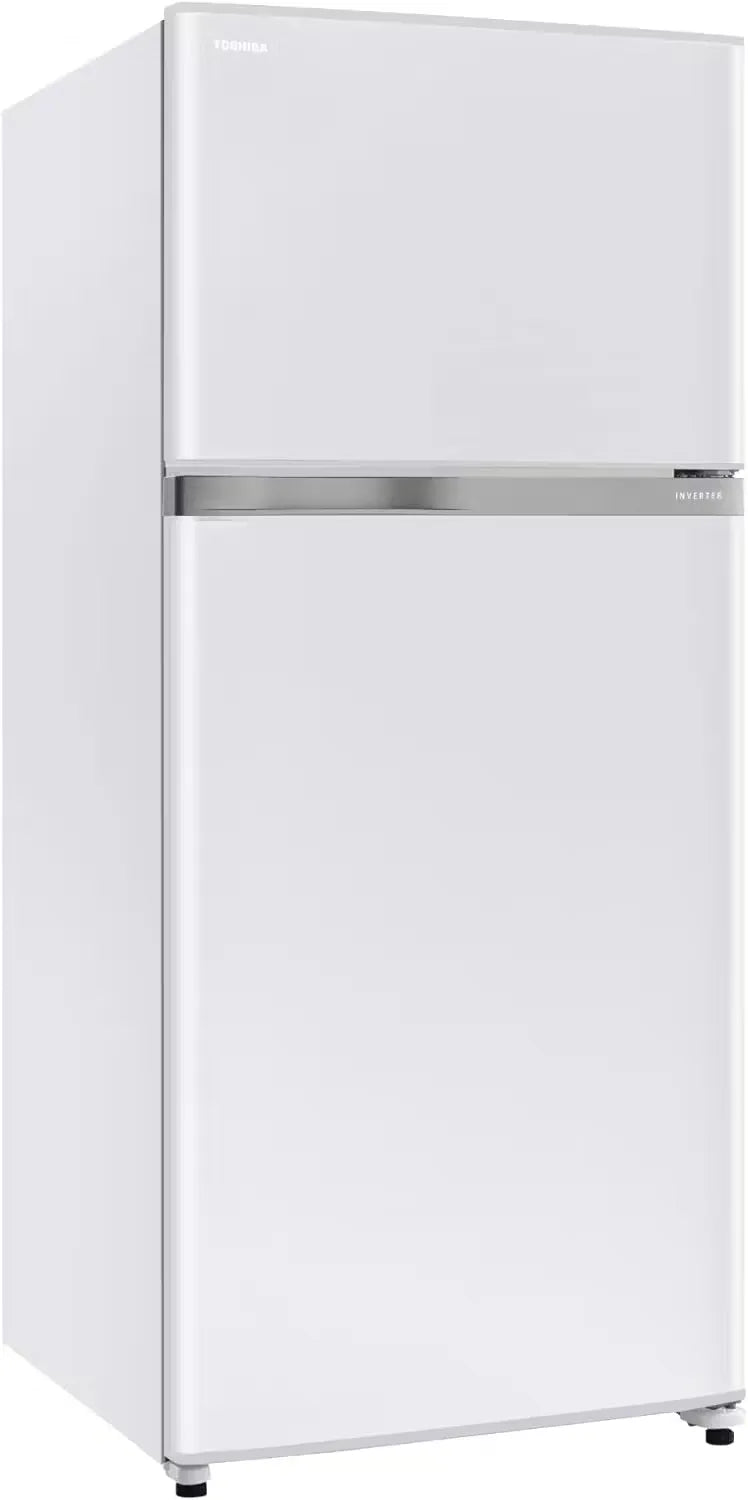 Sleek, white Toshiba GRA820U-X(W) 608L Top Mount Refrigerator with spacious interior and modern design.