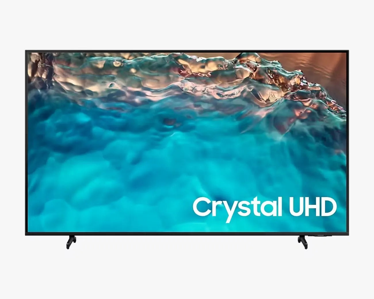 Samsung 50-inch 4K UHD Smart TV (UA50BU8000UXZN) displaying a vibrant image on a sleek, slim design. Immerse yourself in stunning visuals with Crystal Processor 4K and Dynamic Crystal Color technology.