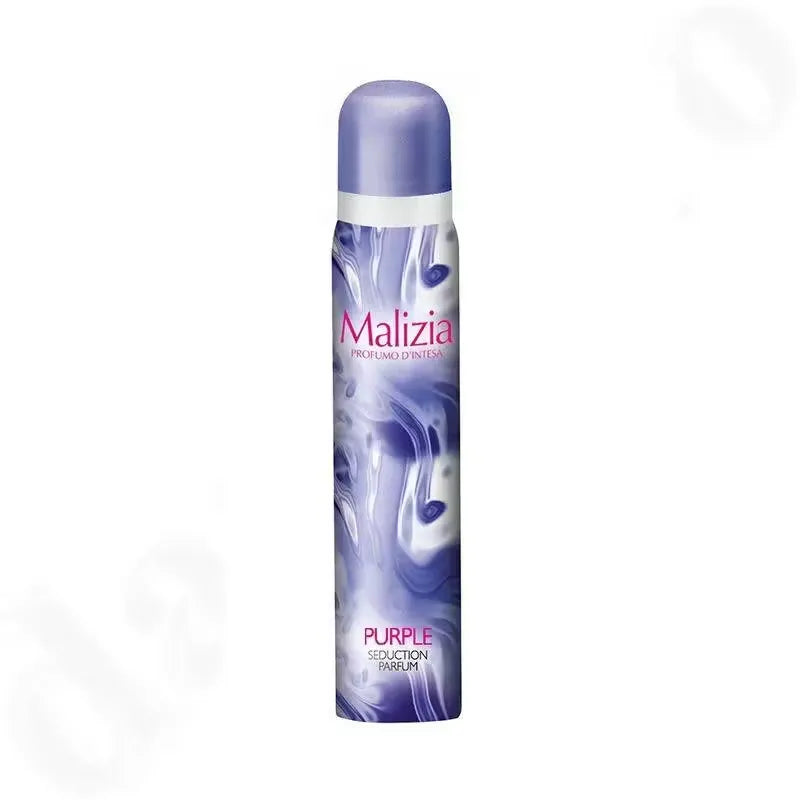 Sleek purple bottle of Malizia Donna 150ml Deodorant Body Spray against a white background.
