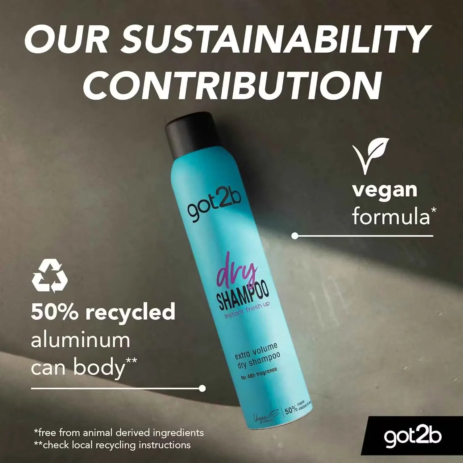 Black can of Schwarzkopf GOT2B Extra Volume Dry Shampoo (200ml) with a model flipping their hair and smiling.