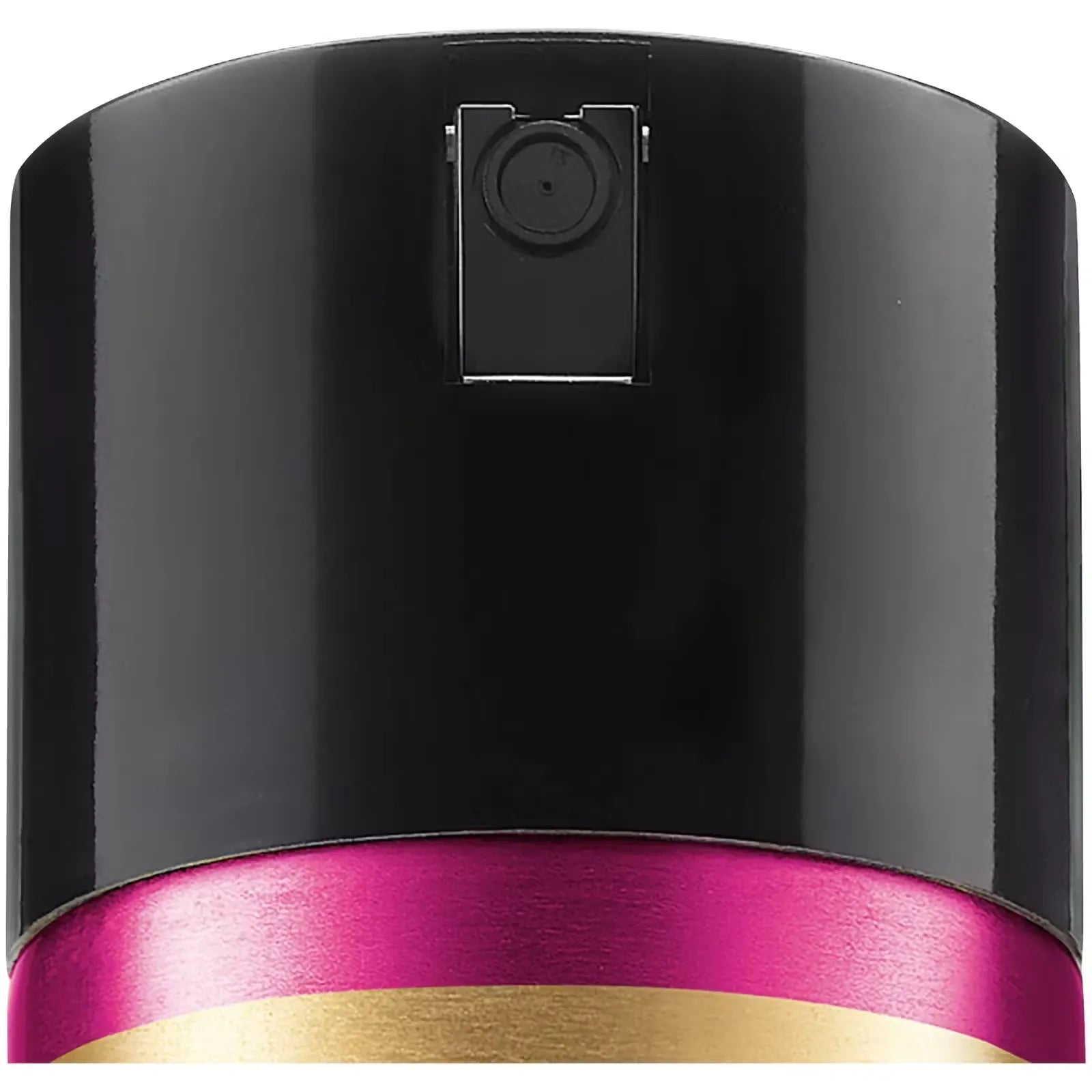 L'Oréal Paris Elnett Satin Micro-Diffusione hairspray bottle (250ml) with a pink and gold design. A woman with styled hair is holding the bottle, spraying it towards her hair.