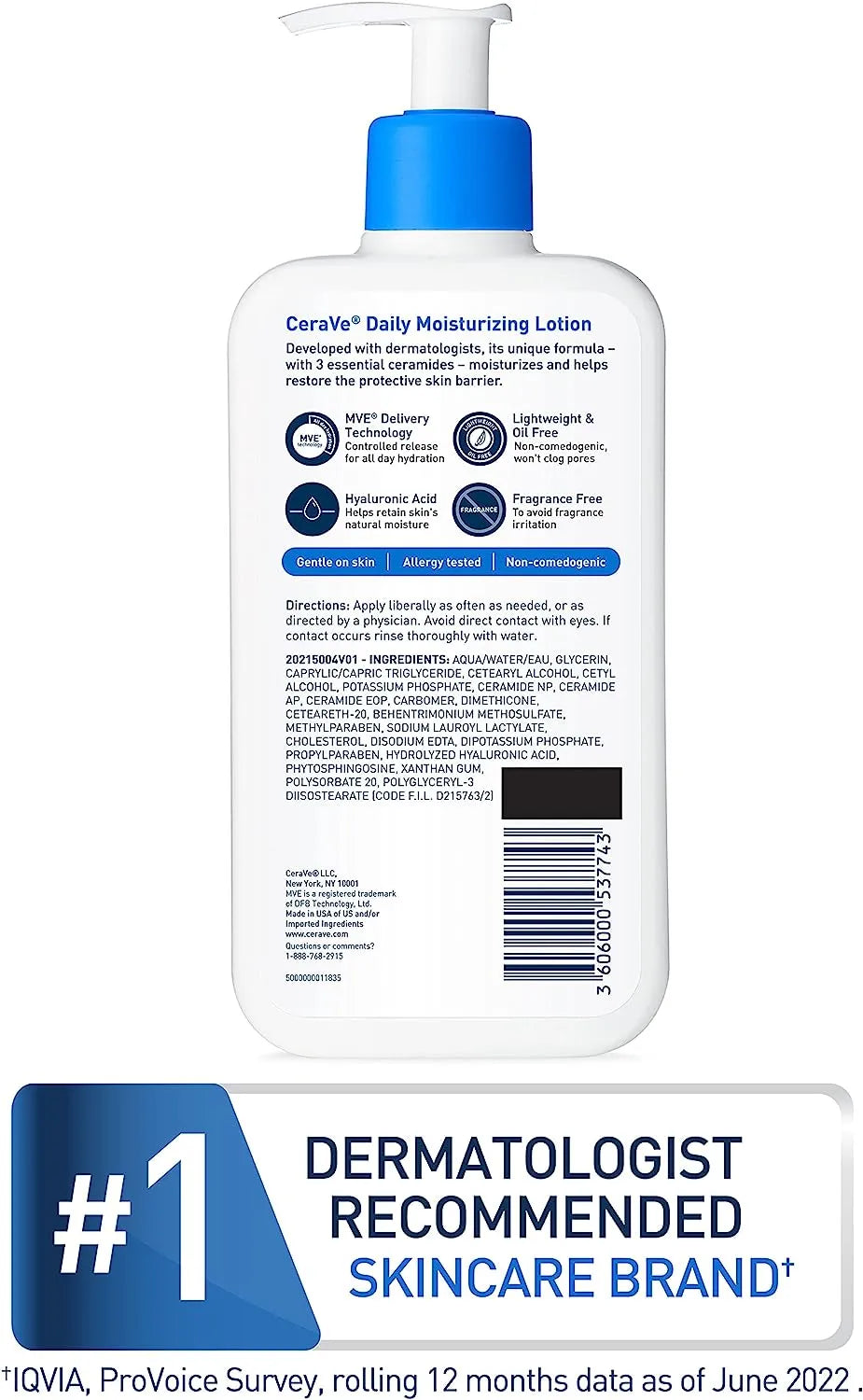  This dermatologist-developed lotion restores skin's barrier with ceramides & hyaluronic acid. CeraVe Daily Moisturizing Lotion 355ml - 3 Essential Ceramides & Hyaluronic Acid