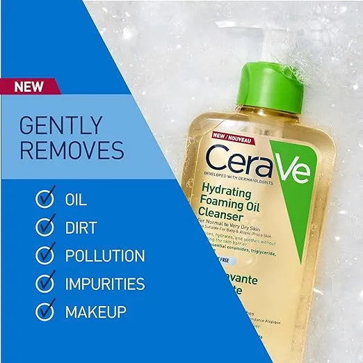 This 236ml oil cleanser dissolves makeup & dirt, leaving skin feeling soft & hydrated.Experience the cleansing power of oil with the hydrating benefits of CeraVe Discover the gentle yet effective cleansing power of CeraVe Moisture Nourishing Cleansing Oil!