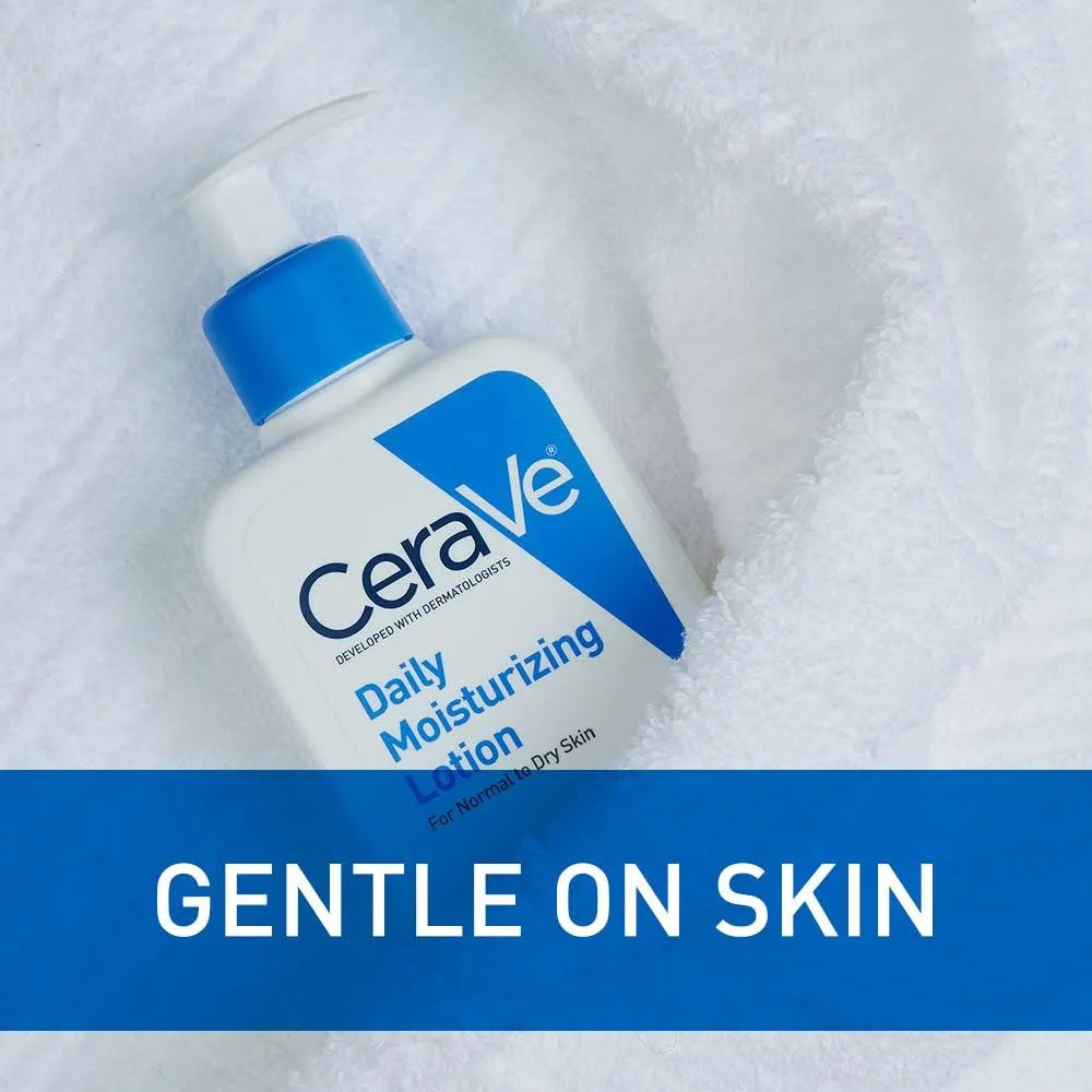 CeraVe Daily Moisturizing Lotion (237ml): Expert care for all skin types with ceramides & hyaluronic acid for 24-hour hydration.Nourish your skin for lasting hydration & comfort.