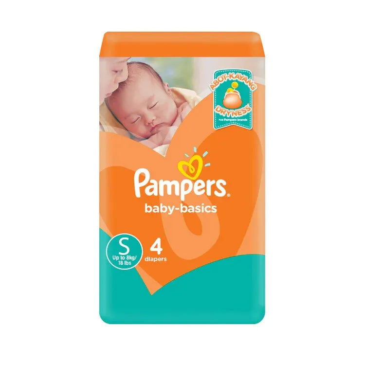 Pampers Baby Basic Size 2 Diapers - Pack of 4, Up to 8kg